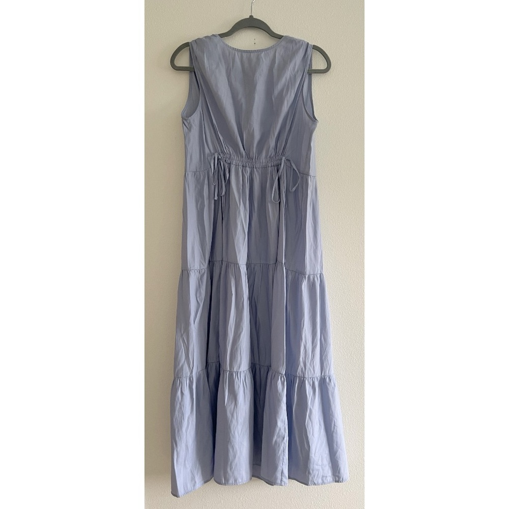 Mango Powder Blue Tie Front Tiered Maxi Dress Size 6